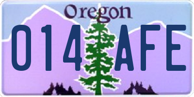 OR license plate 014AFE