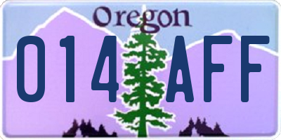 OR license plate 014AFF