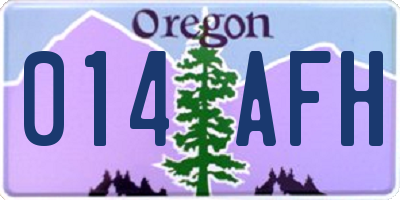 OR license plate 014AFH