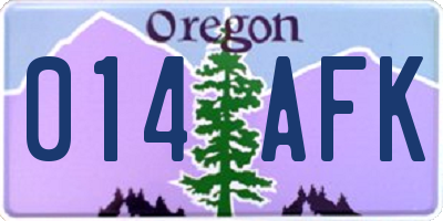 OR license plate 014AFK