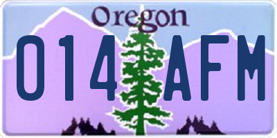 OR license plate 014AFM