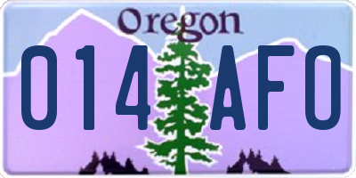 OR license plate 014AFO