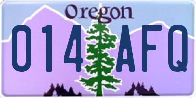 OR license plate 014AFQ