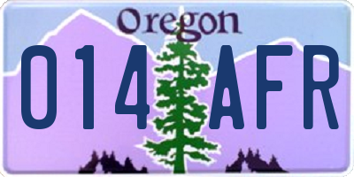 OR license plate 014AFR