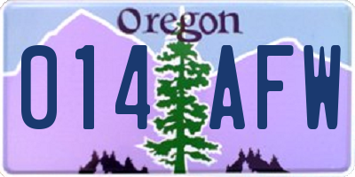 OR license plate 014AFW