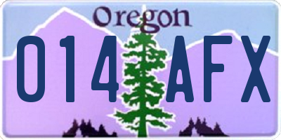 OR license plate 014AFX