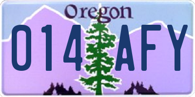 OR license plate 014AFY