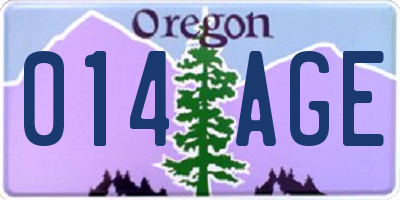 OR license plate 014AGE