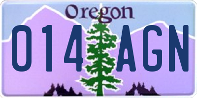 OR license plate 014AGN