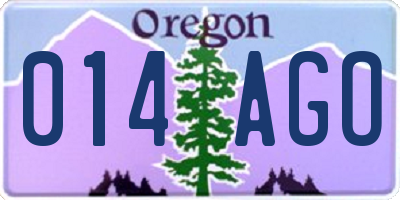 OR license plate 014AGO