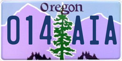 OR license plate 014AIA