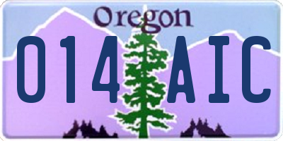 OR license plate 014AIC