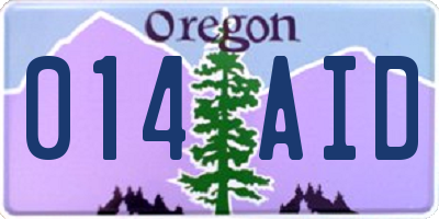 OR license plate 014AID