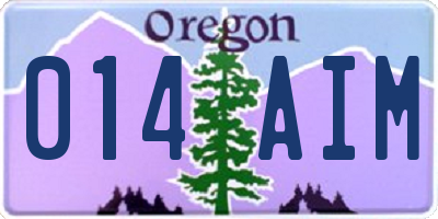 OR license plate 014AIM