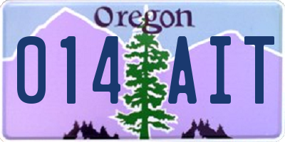 OR license plate 014AIT