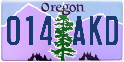 OR license plate 014AKD