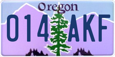 OR license plate 014AKF