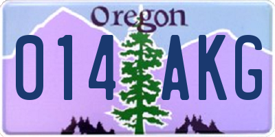 OR license plate 014AKG