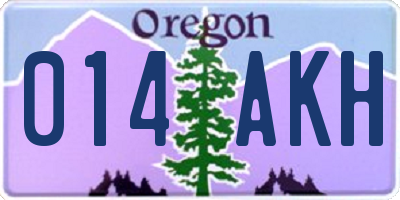 OR license plate 014AKH
