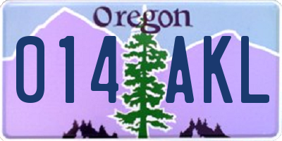 OR license plate 014AKL