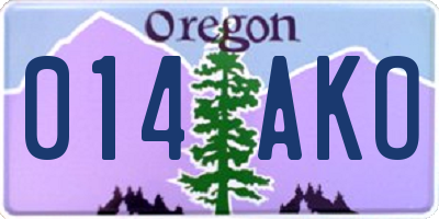 OR license plate 014AKO