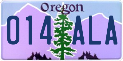 OR license plate 014ALA