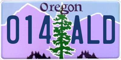 OR license plate 014ALD