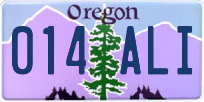 OR license plate 014ALI