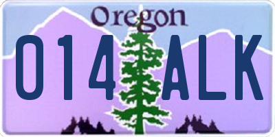 OR license plate 014ALK