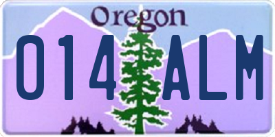 OR license plate 014ALM