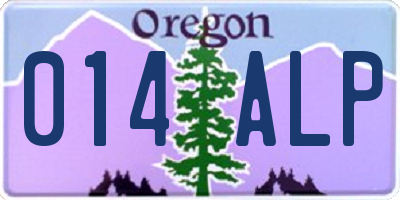 OR license plate 014ALP