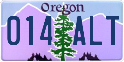 OR license plate 014ALT