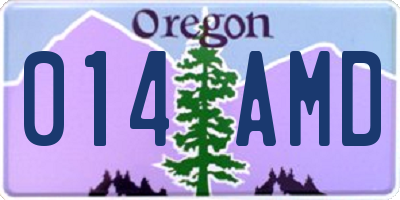 OR license plate 014AMD