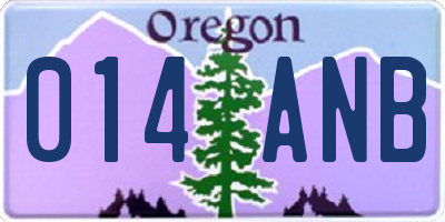 OR license plate 014ANB
