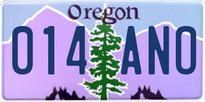 OR license plate 014ANO