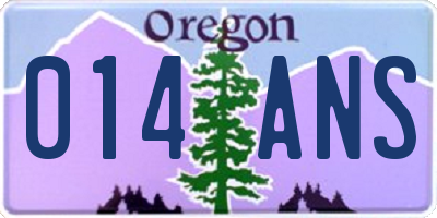 OR license plate 014ANS
