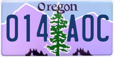 OR license plate 014AOC