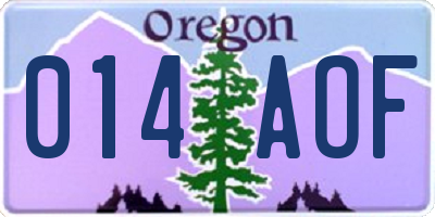 OR license plate 014AOF