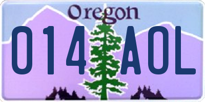 OR license plate 014AOL