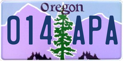 OR license plate 014APA