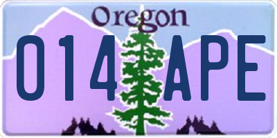 OR license plate 014APE