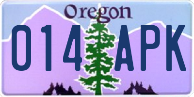 OR license plate 014APK