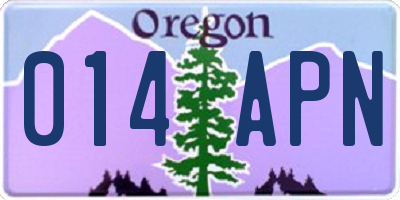 OR license plate 014APN