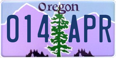 OR license plate 014APR