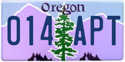 OR license plate 014APT