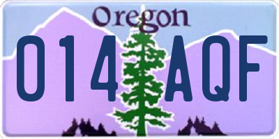 OR license plate 014AQF