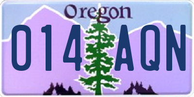 OR license plate 014AQN