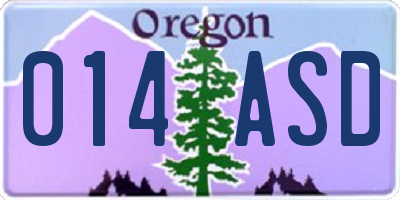 OR license plate 014ASD