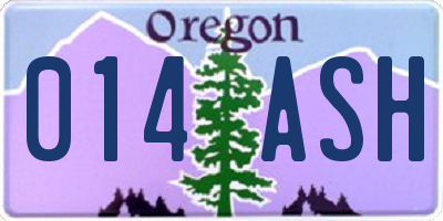 OR license plate 014ASH