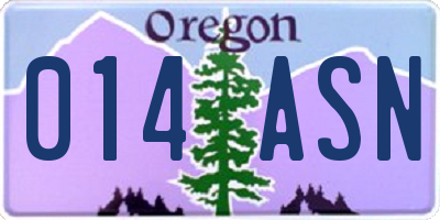 OR license plate 014ASN
